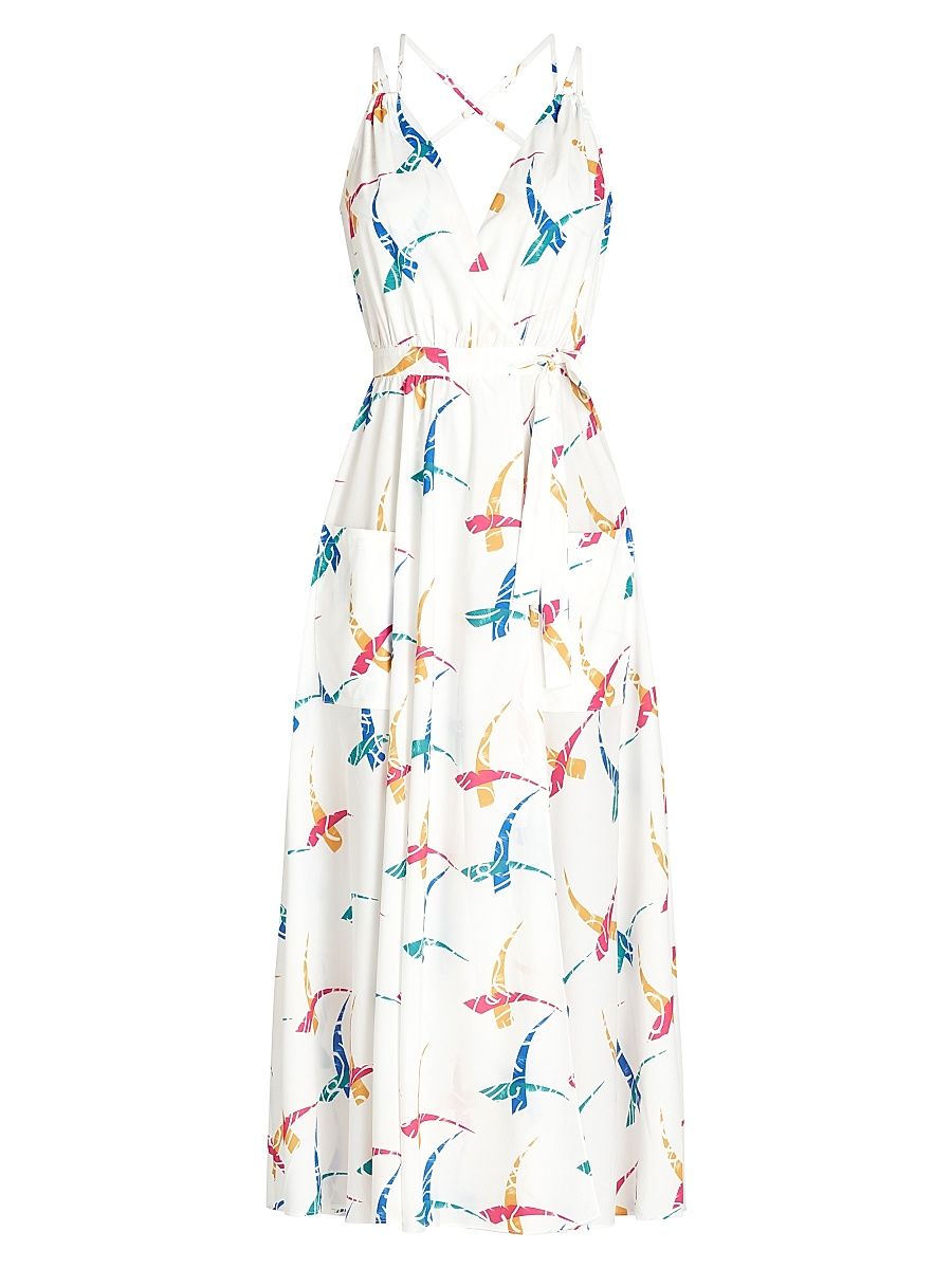 Women's Amelia Abstract Wrap Dress - Off White - Size Large