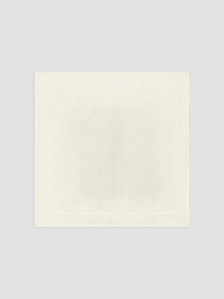 Givenchy Men's Paris Pocket Square in Silk Jacquard - Off White