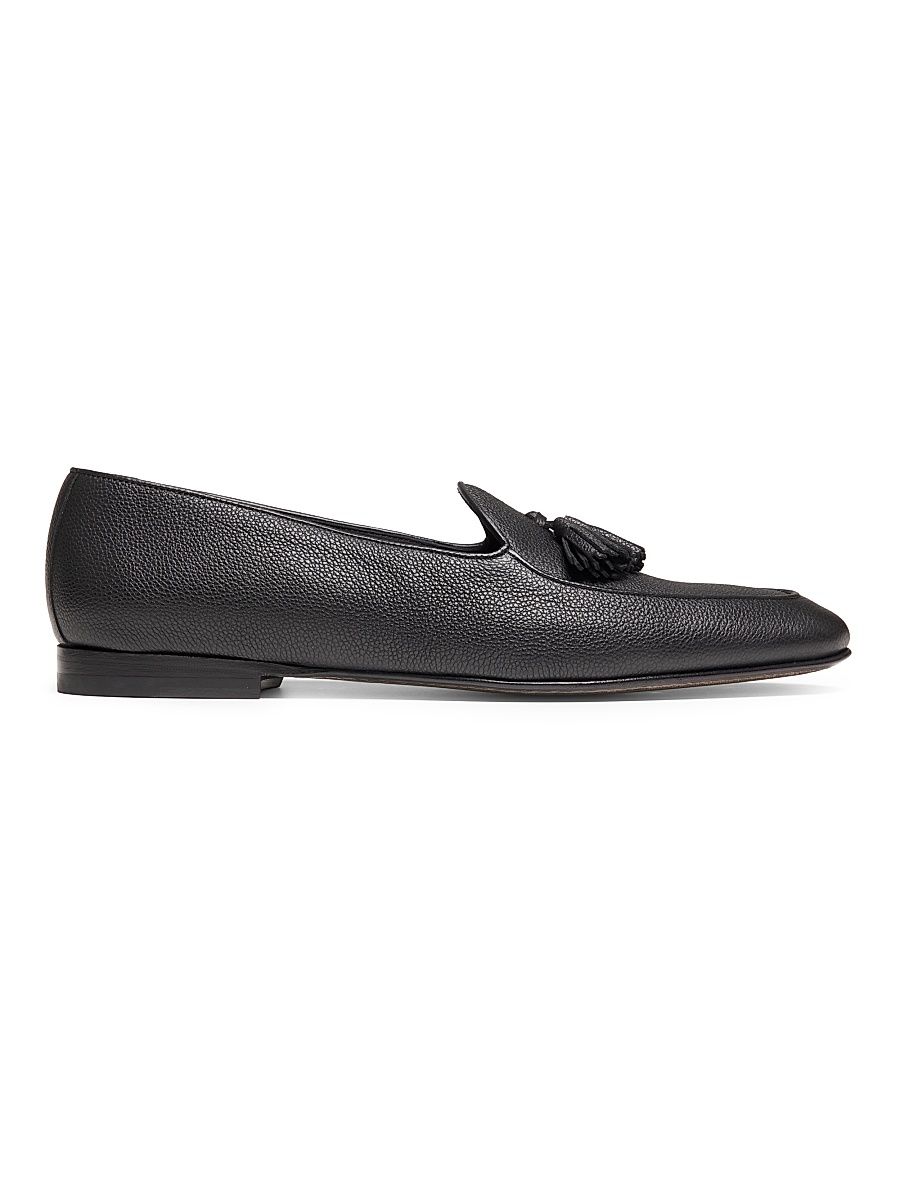 Men's Lennox Leather Tassel Loafers - Black - Size 12