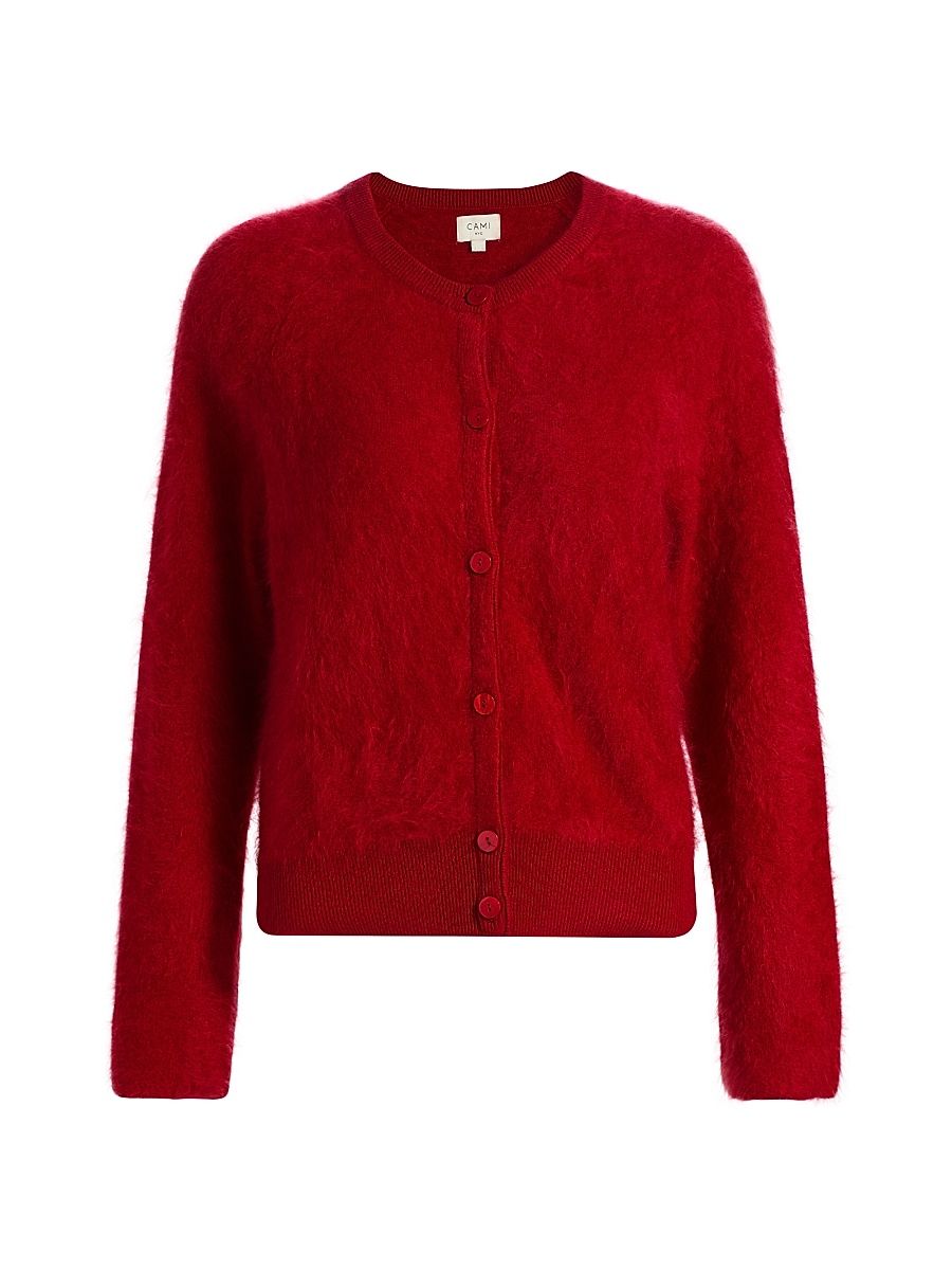 Women's Dorian Cashmere Crewneck Cardigan - Poppy - Size XL