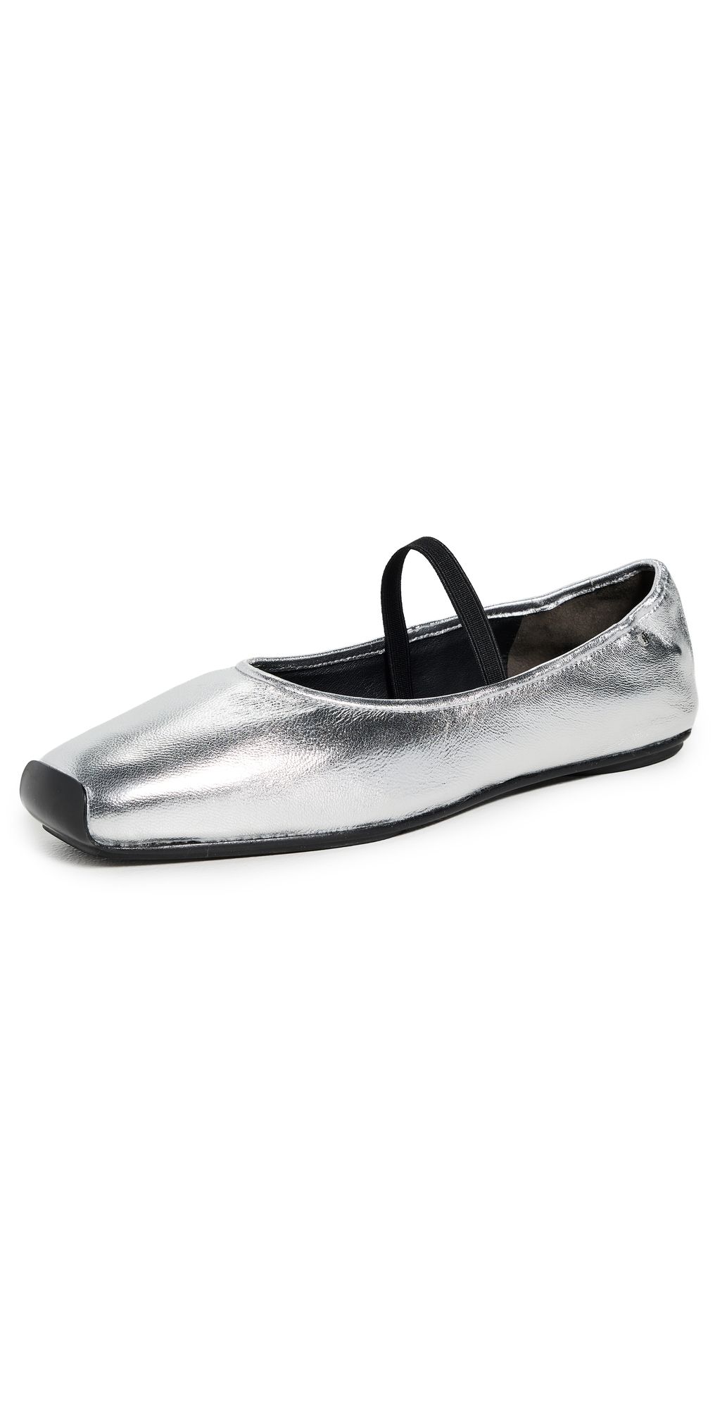 Tory Burch Runway Ballet Flats Silver/Perfect Black 6.5