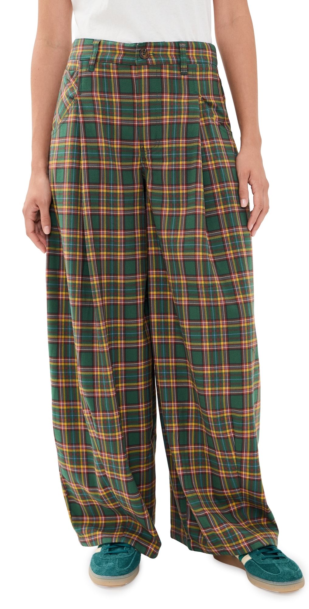Free People About It Baggy Trousers Green Combo 10