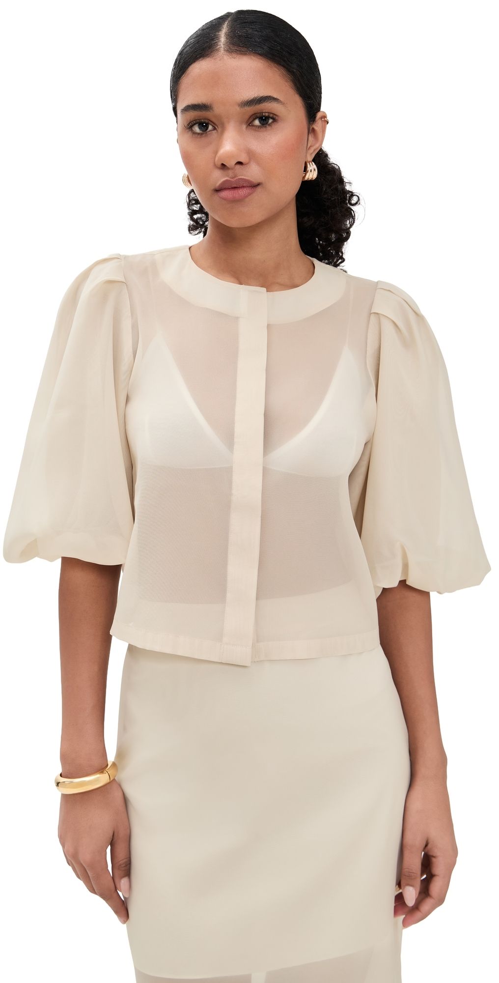 LE BOP Liza Puff Sleeve in Organza Mahogany S