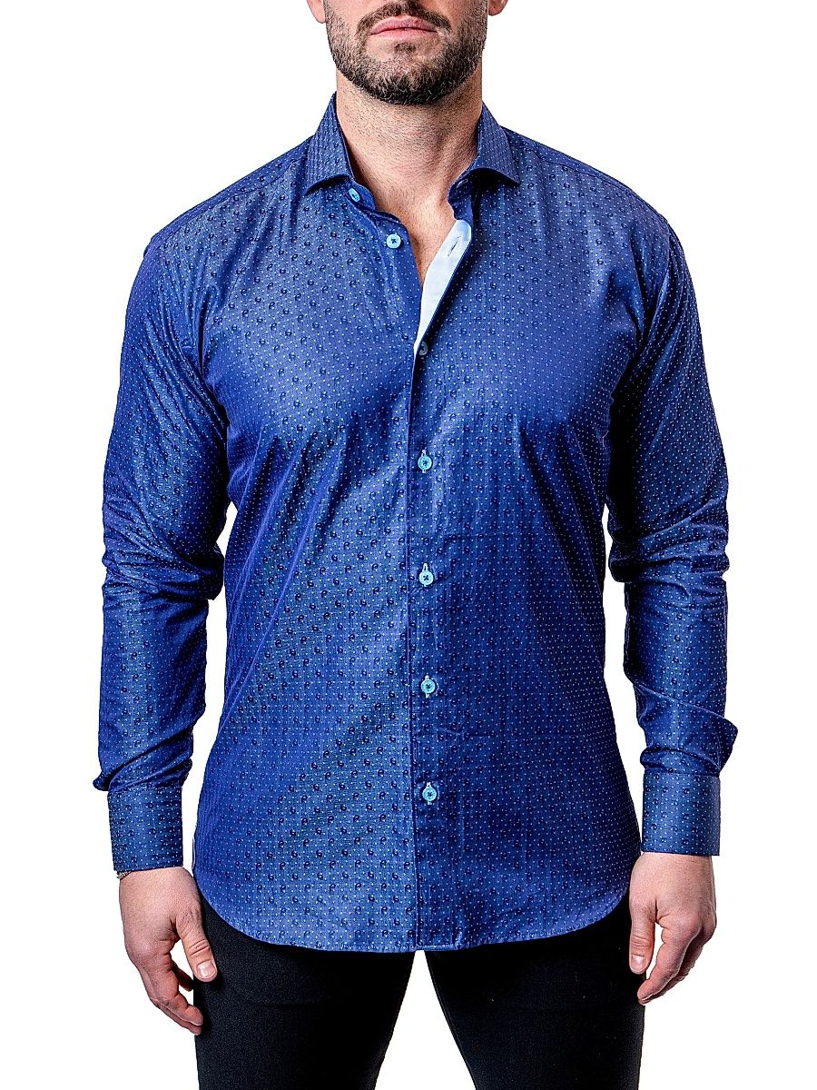 Men's Einstein Dot Paisley Shirt - Blue - Size XXXXL