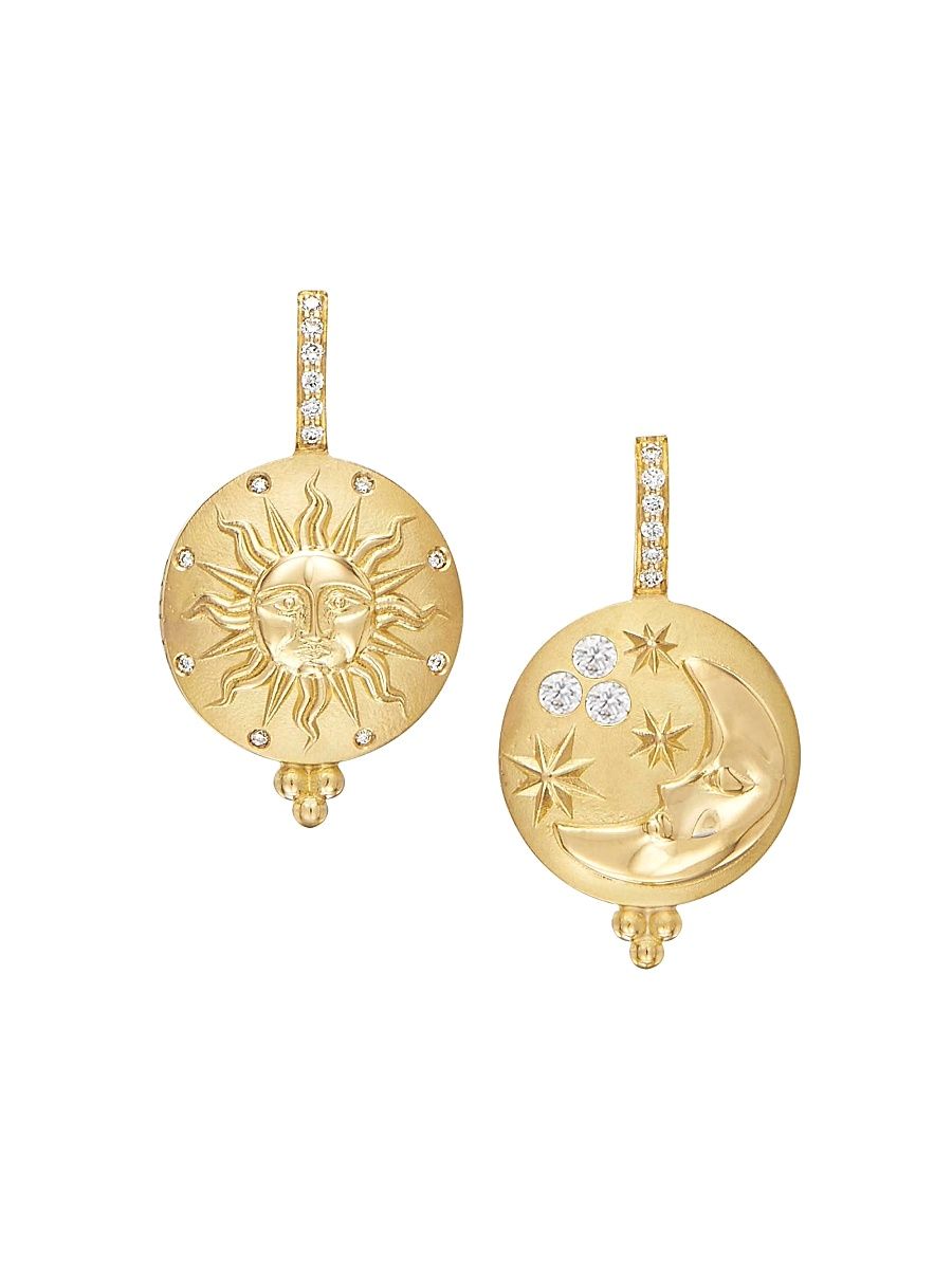 Women's Sole Luna 18K Yellow Gold & Diamond Drop Earrings - Yellow Gold