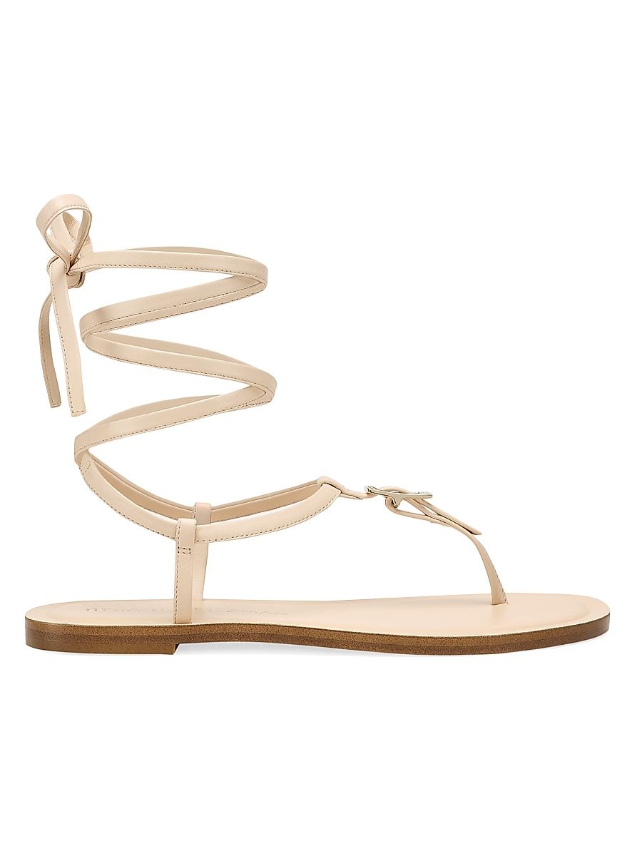 Women's Georgie Lacquered Leather Sandals - Barely Beige - Size 7
