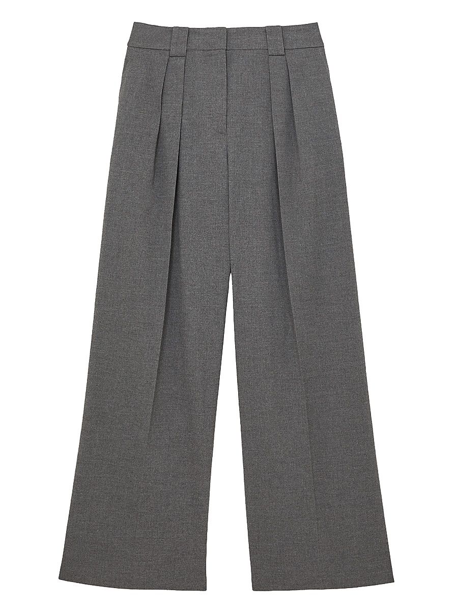 Women's Poppie Flannel Wide-Leg Trousers - Grey - Size 14