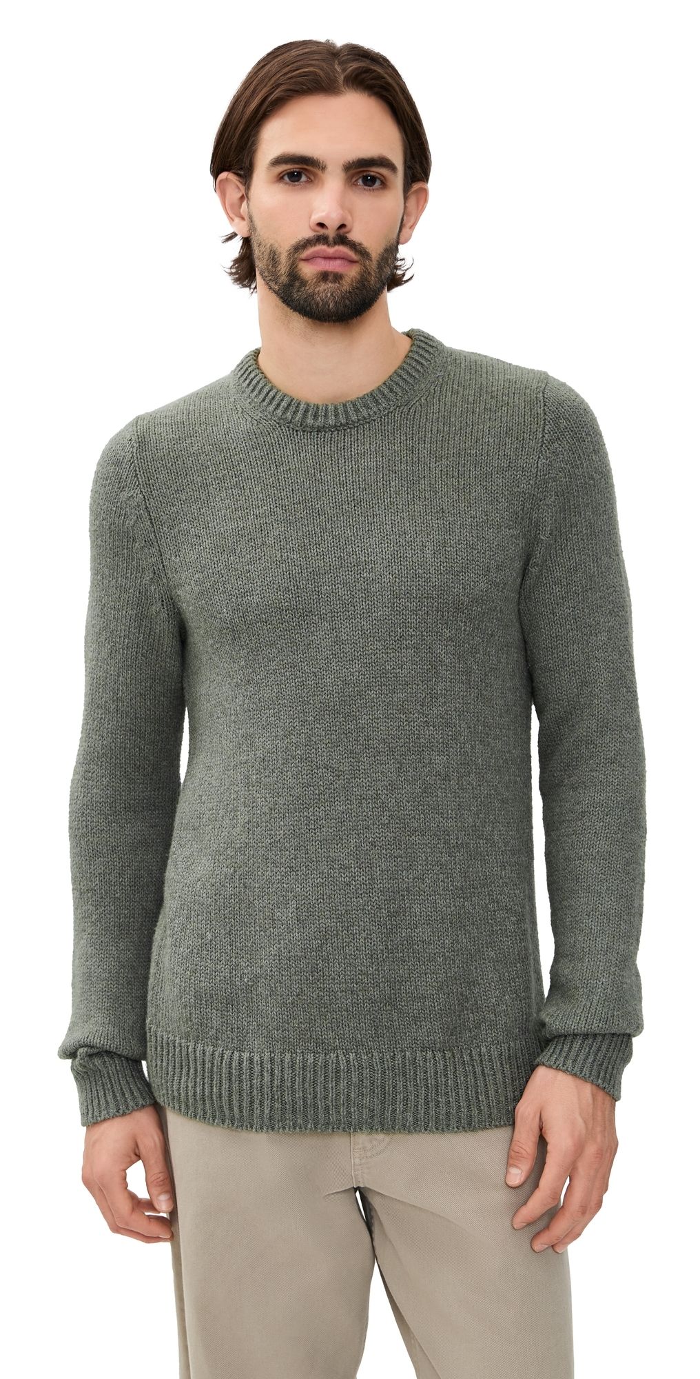 Faherty Heirloom Crewneck Sweater Olive Cove L