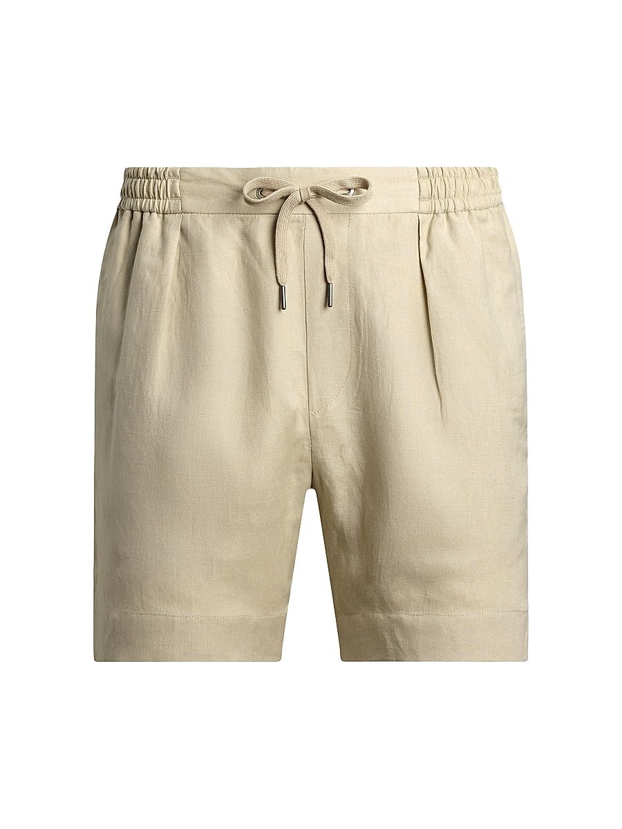 Men's Silk-Linen Drawstring Shorts - Summer Sand - Size 36