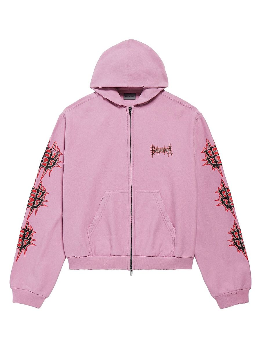 Women's Balenciaga Sacré Cur Zip-Up Hoodie Medium Fit - Old Pink - Size XXL