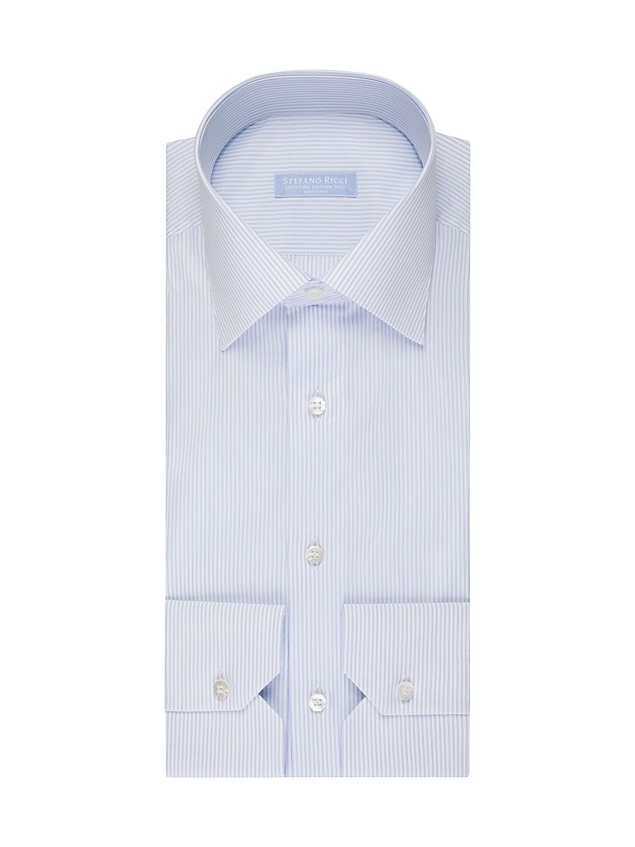 Men's Handmade Cotton Dress Shirt - Blue - Size 16