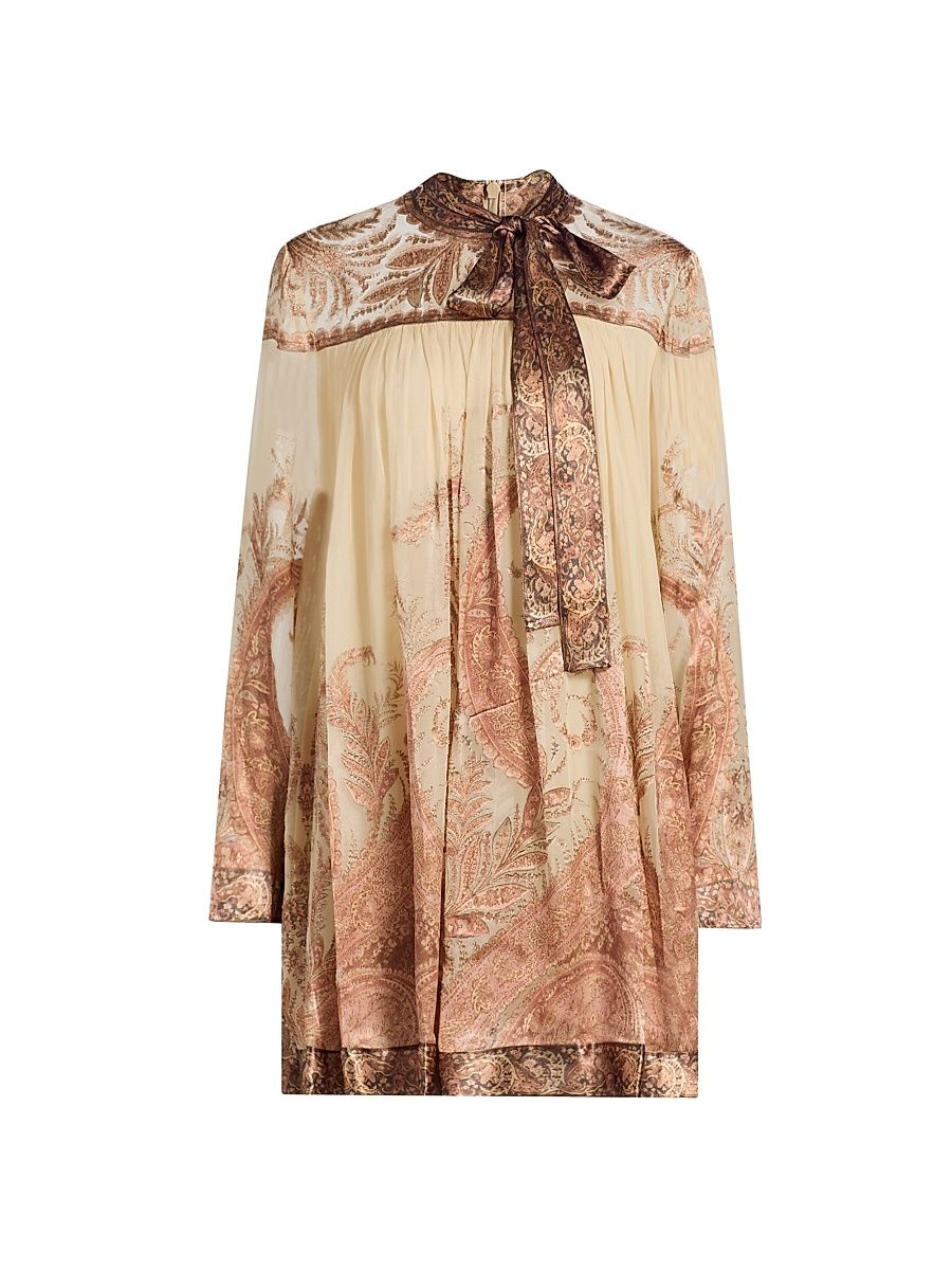 Women's Hypnotic Paisley Burnout Shift Minidress - Cream Paisley - Size 6