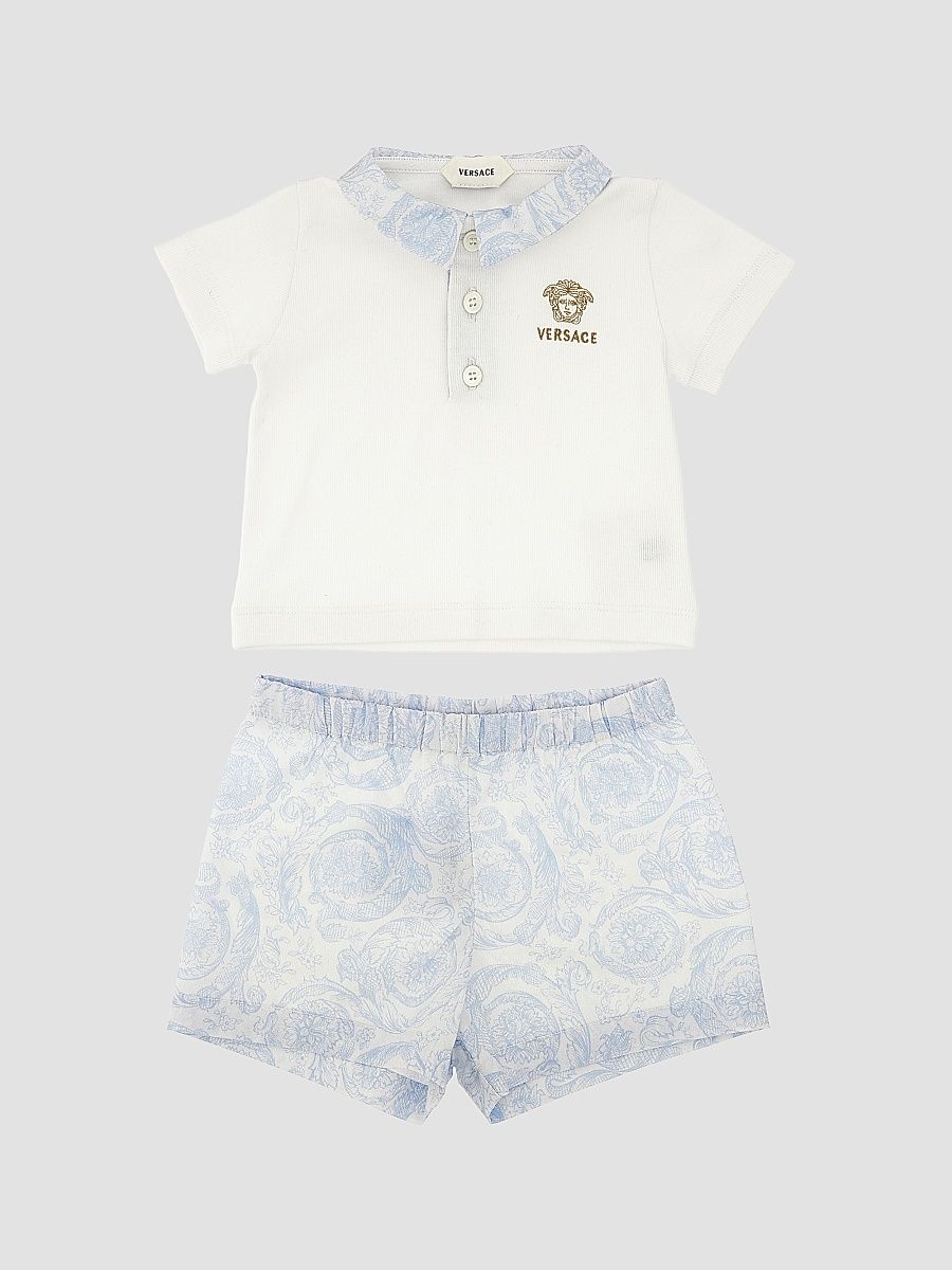 Baby Boy's Medusa Polo & Shorts Set - White - Size 9 Months