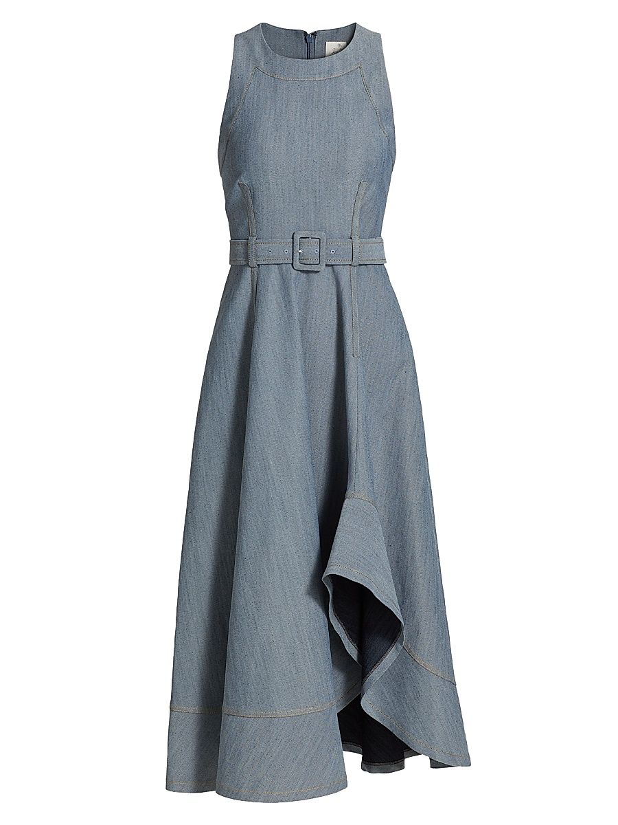 Women's Zelda Cotton-Blend Midi-Dress - Light Indigo - Size 10