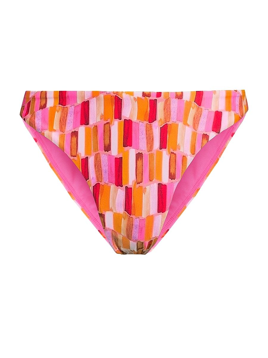 Women's Margot Sunset Tile Printed Bikini Bottom - Pink Multi - Size Large