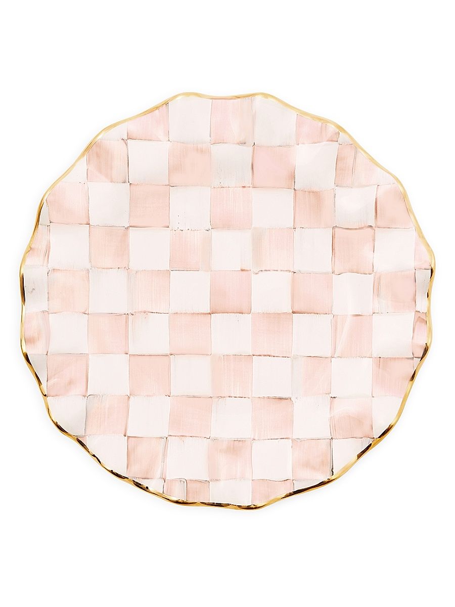 Rosy Check Fluted Ceramic Dinner Plate