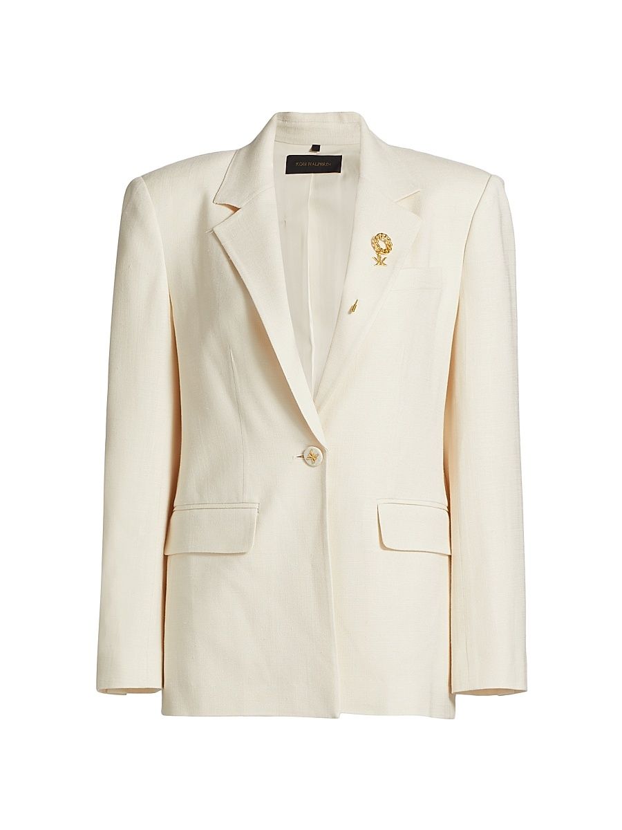 Women's Kent Twill Single-Breasted Jacket - Ecru - Size XXL