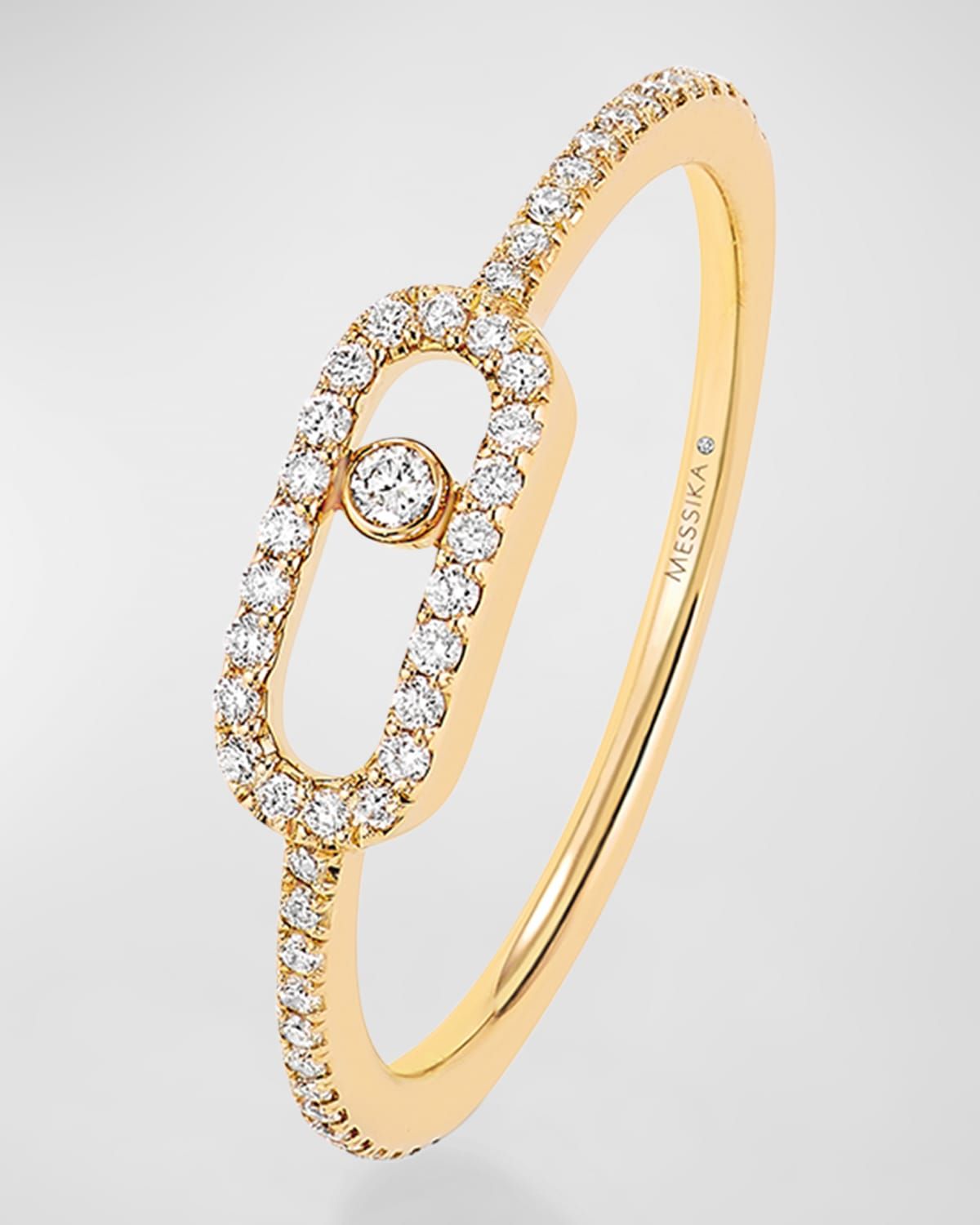 Move Uno 18K Yellow Gold Diamond Pavé Ring, EU 52 / US 6