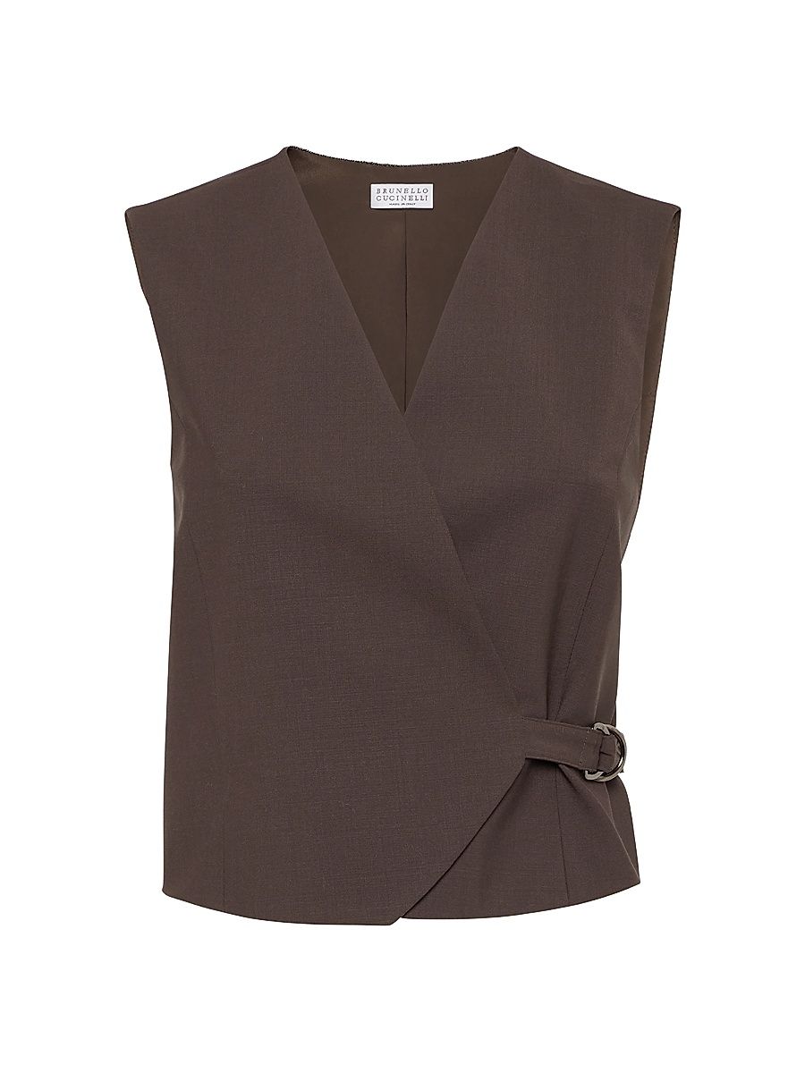 Women's Tropical Luxury Wool Vest - Cocoa - Size XXS