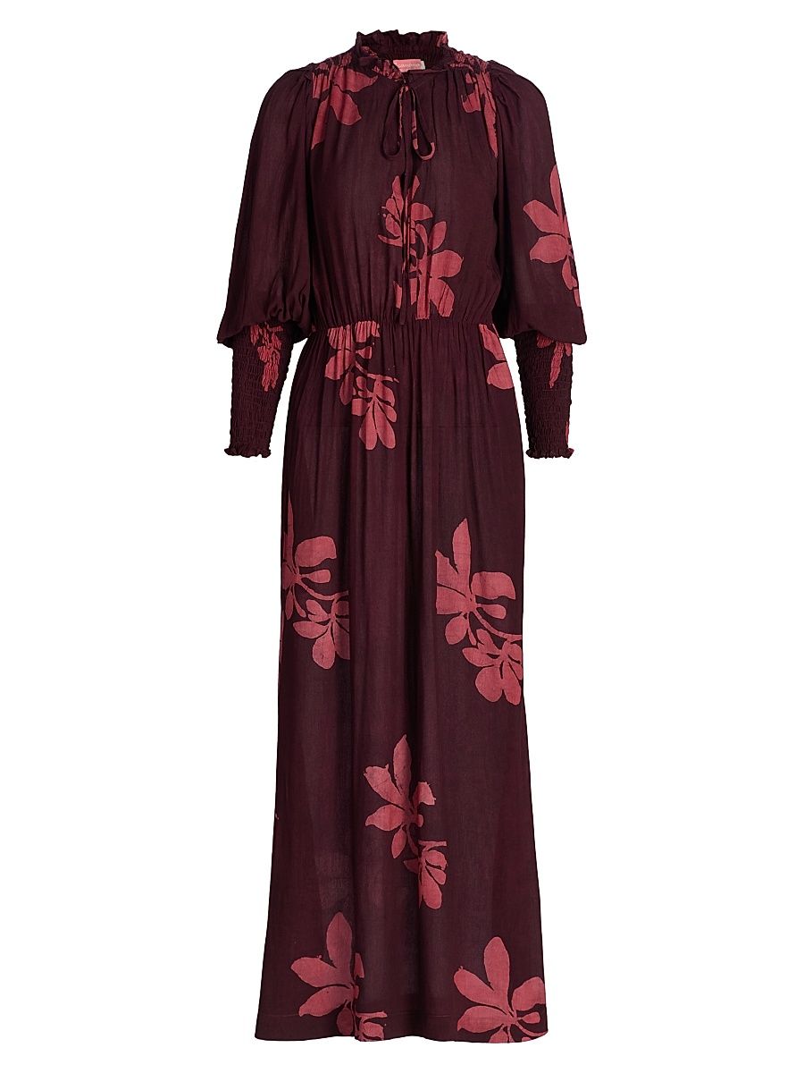 Women's Teniola Printed Long-Sleeve Maxi Dress - Red - Size Medium