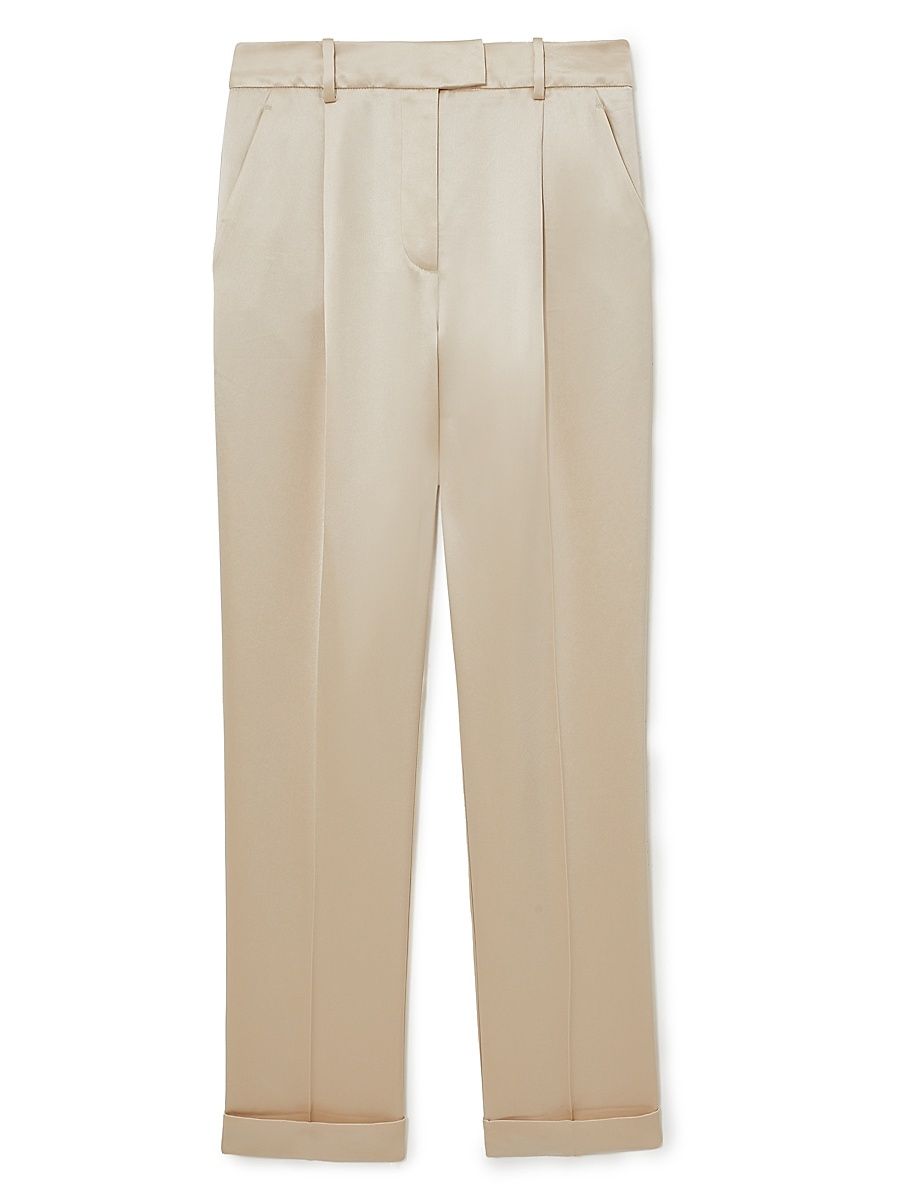 Women's Celia Pleated-Front Satin Trousers - Size 14
