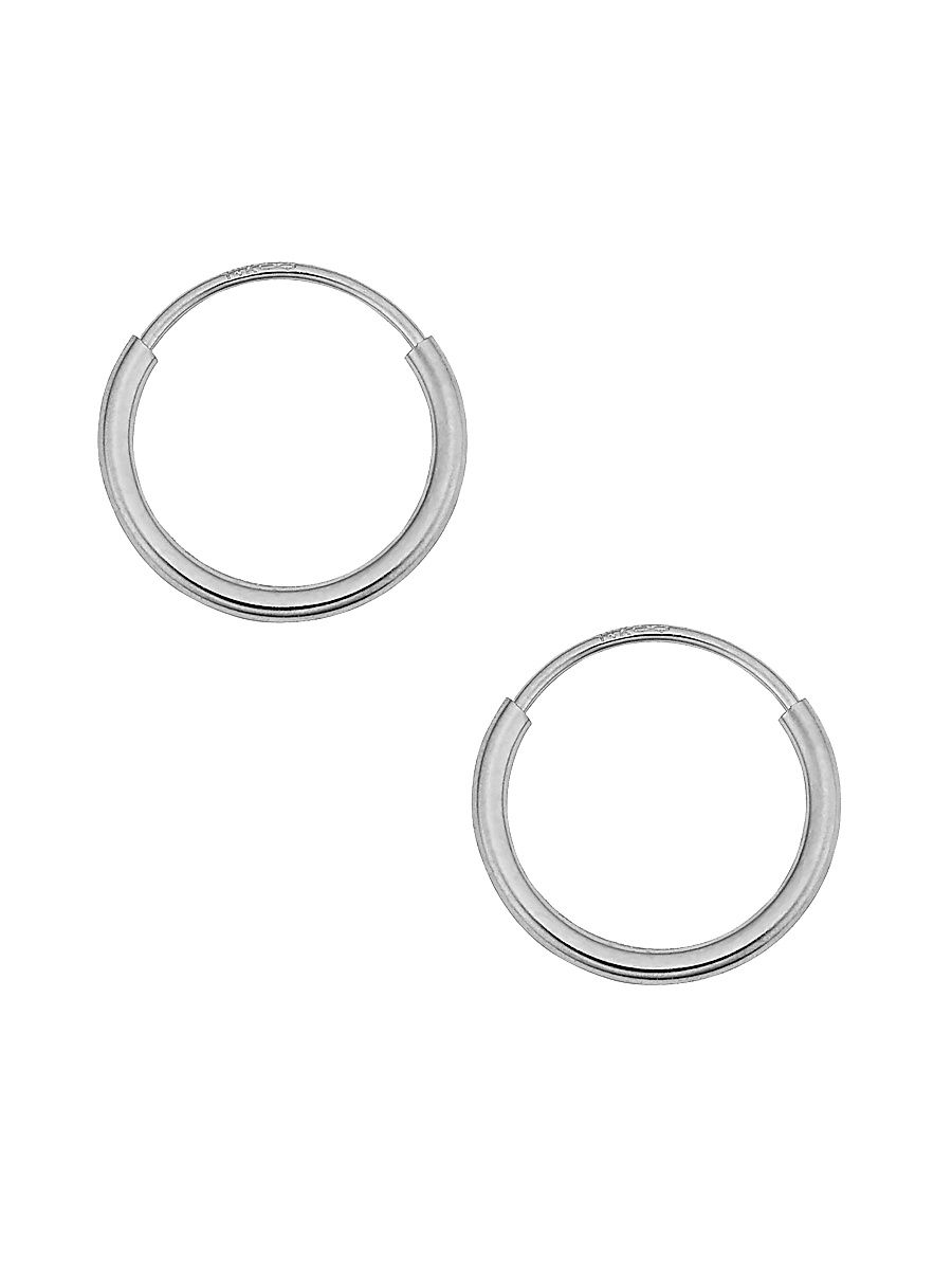 Women's 14K White Gold Easy Day Petite Hoops - White Gold