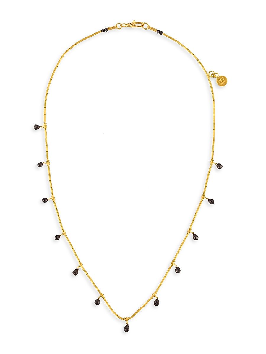 Women's Dew 24K Yellow Gold & 4.94 TCW Black Diamond Beaded Necklace - Yellow Gold