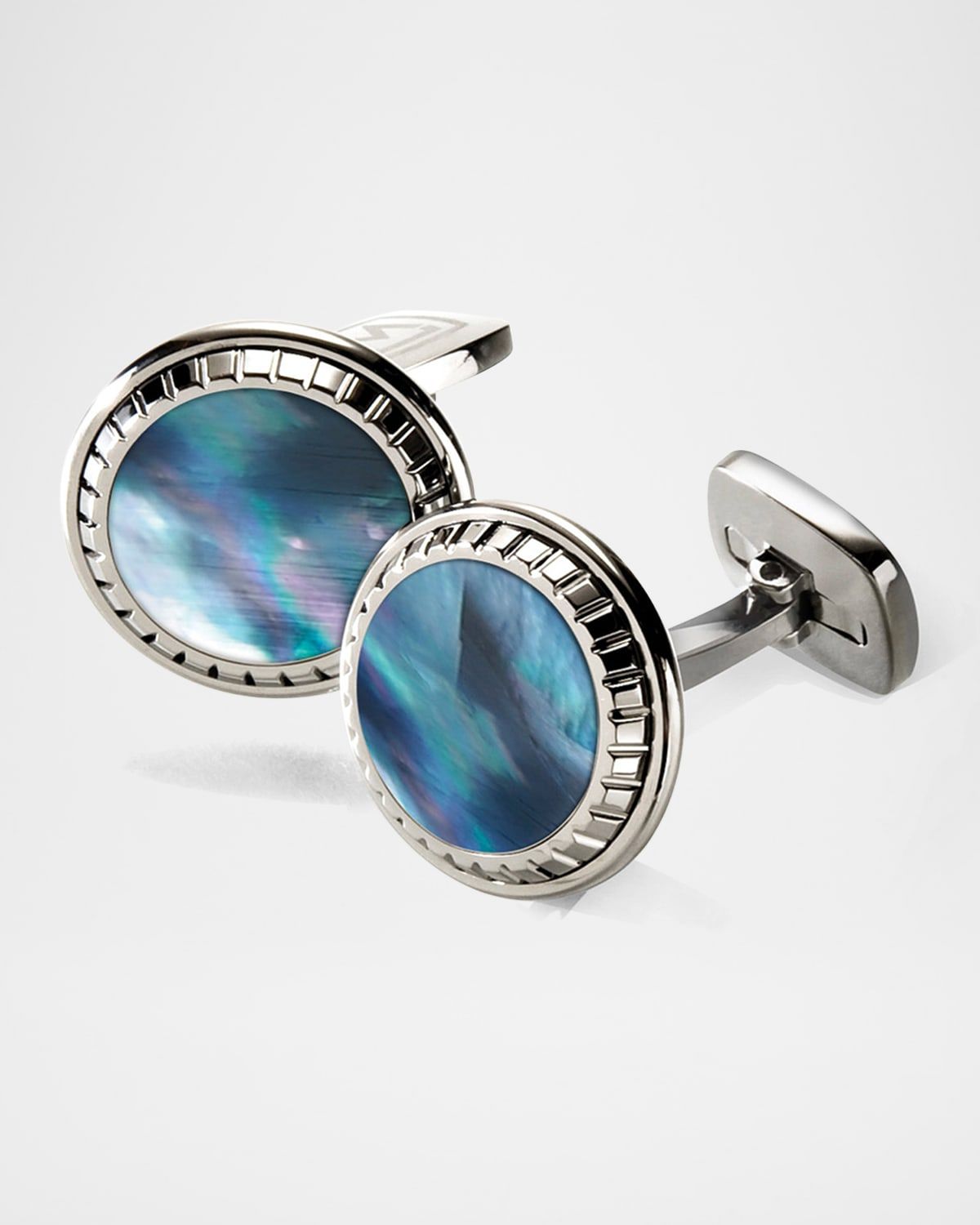 Men & apos;s Gray Mother-Of-Pearl Round Cufflinks