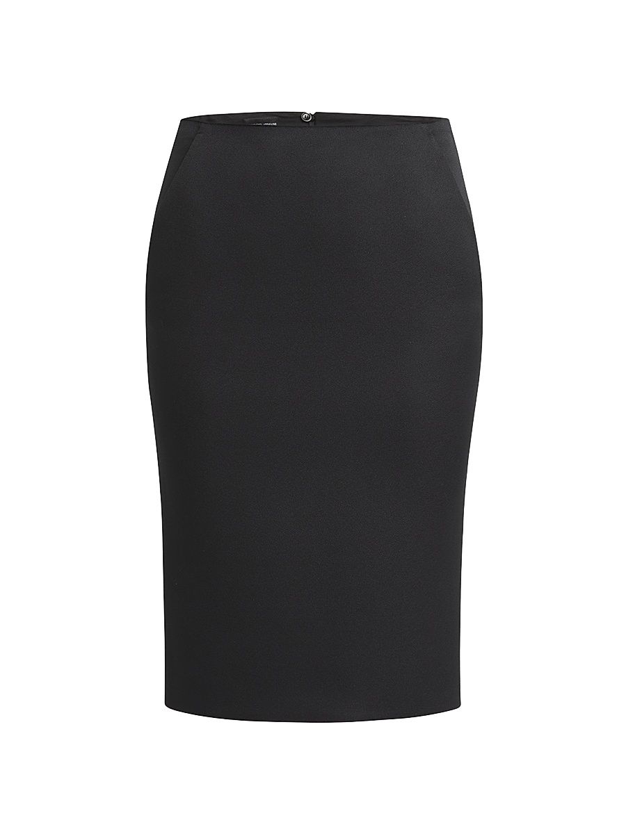 Women's Crepe Mid-Rise Pencil Knee-Length Skirt - Black - Size 16