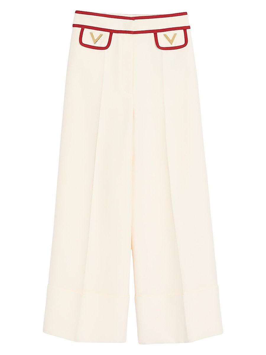 Women's Crepe Couture Pants - Ivory Red - Size 0