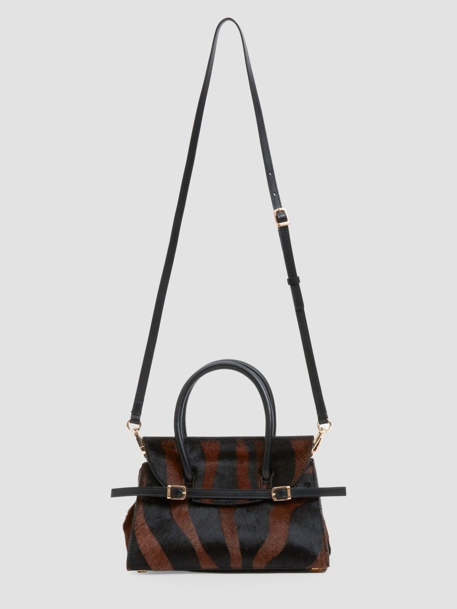 SIMKHAI Women's River Small Printed Calf Hair Top Handle Bag - Cacao