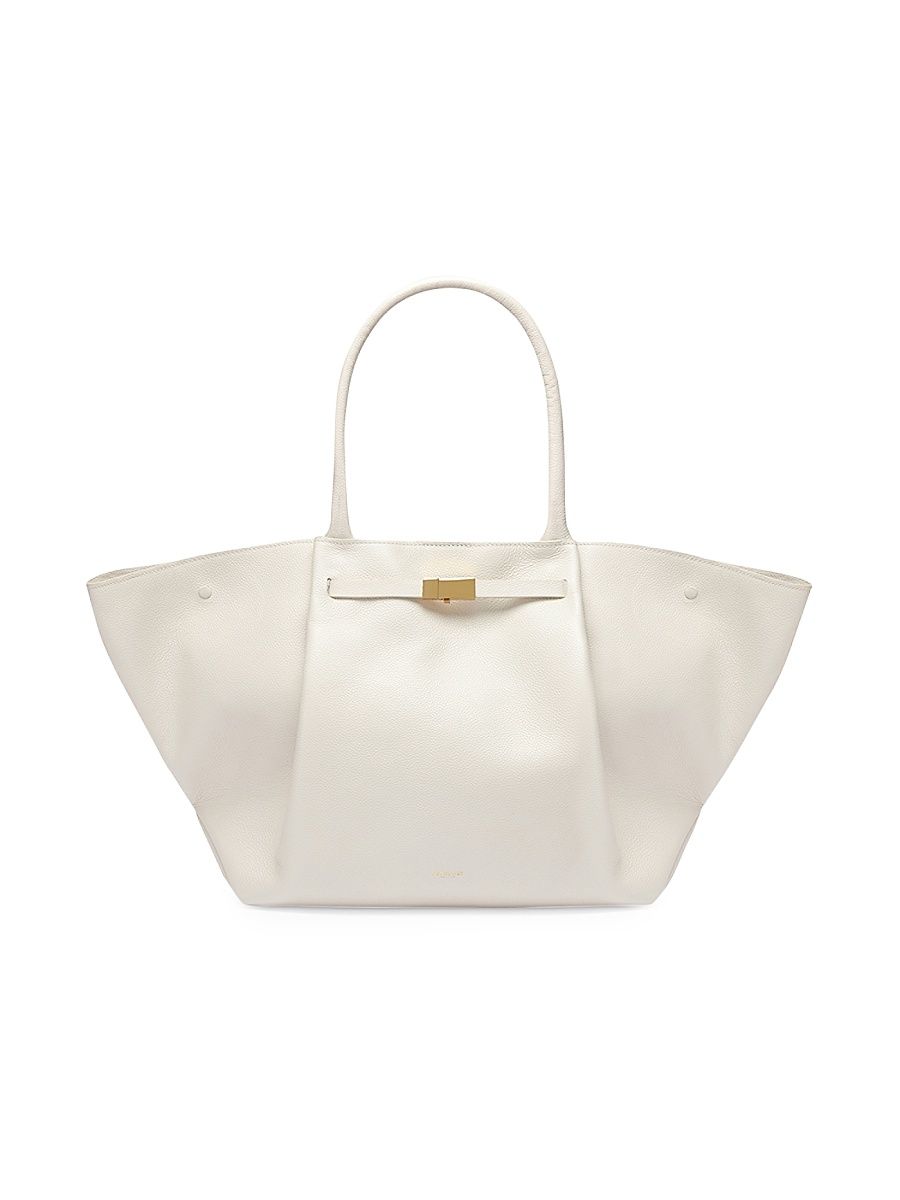 Women's New York Striped Canvas & Leather Tote Bag - Off White