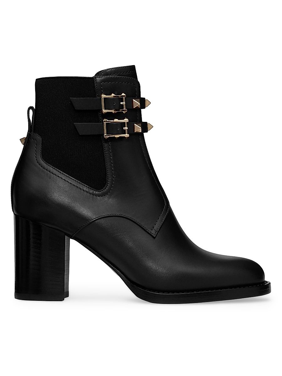 Women's Rockstud 70MM Calfskin Ankle Boots - Black - Size 6