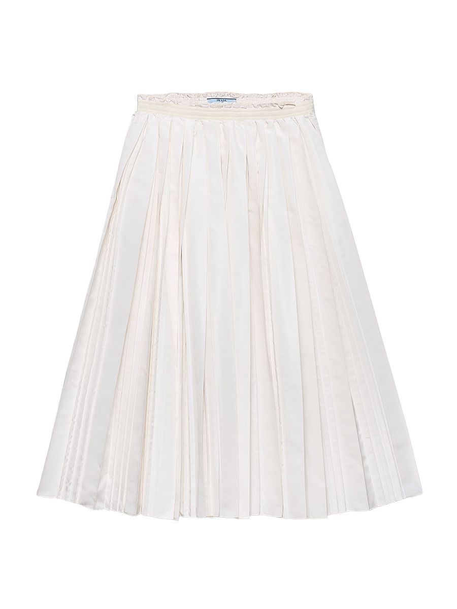 Women's Silk Faille Pleated Skirt - White - Size 6