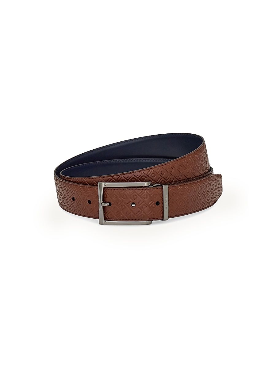 Men's Double Adjustable Reversible Leather Belt - Medium Brown - Size 40