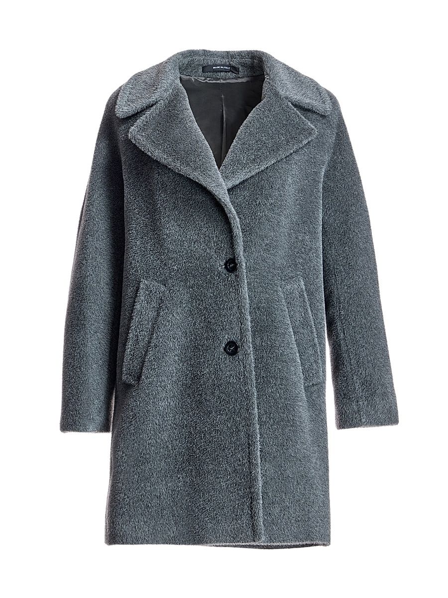 Women's Maximilian Oversized Alpaca Blend Coat - Dark Grey - Size Large