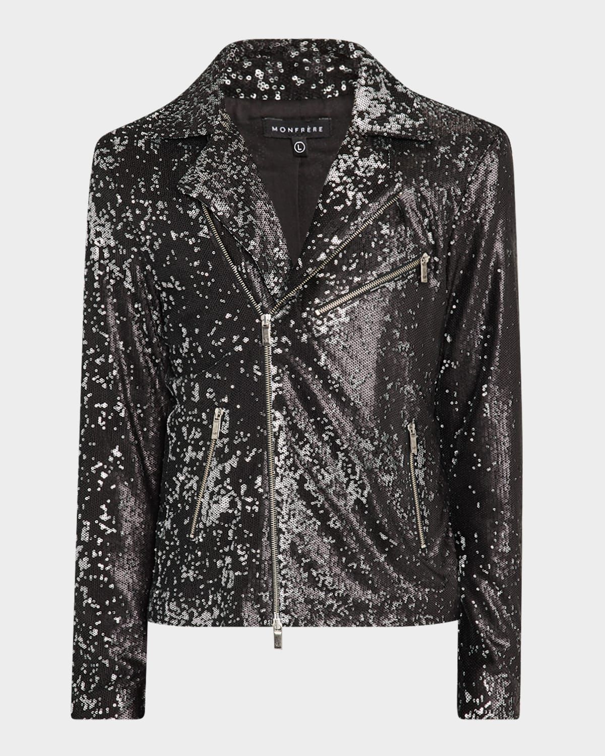 Men & apos;s Blake Noir Paillette Moto Jacket