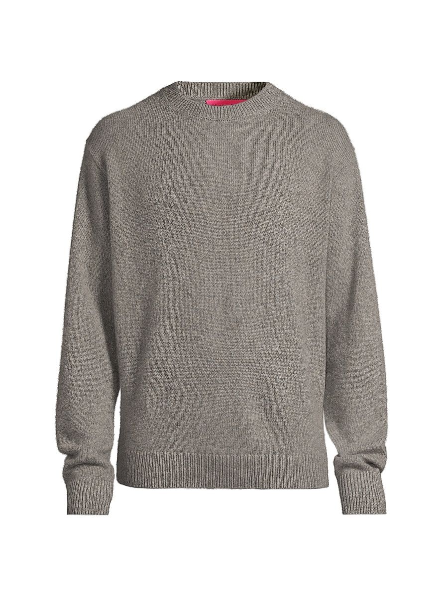 Men's Simple Cashmere Crewneck Sweater - Light Grey - Size Large