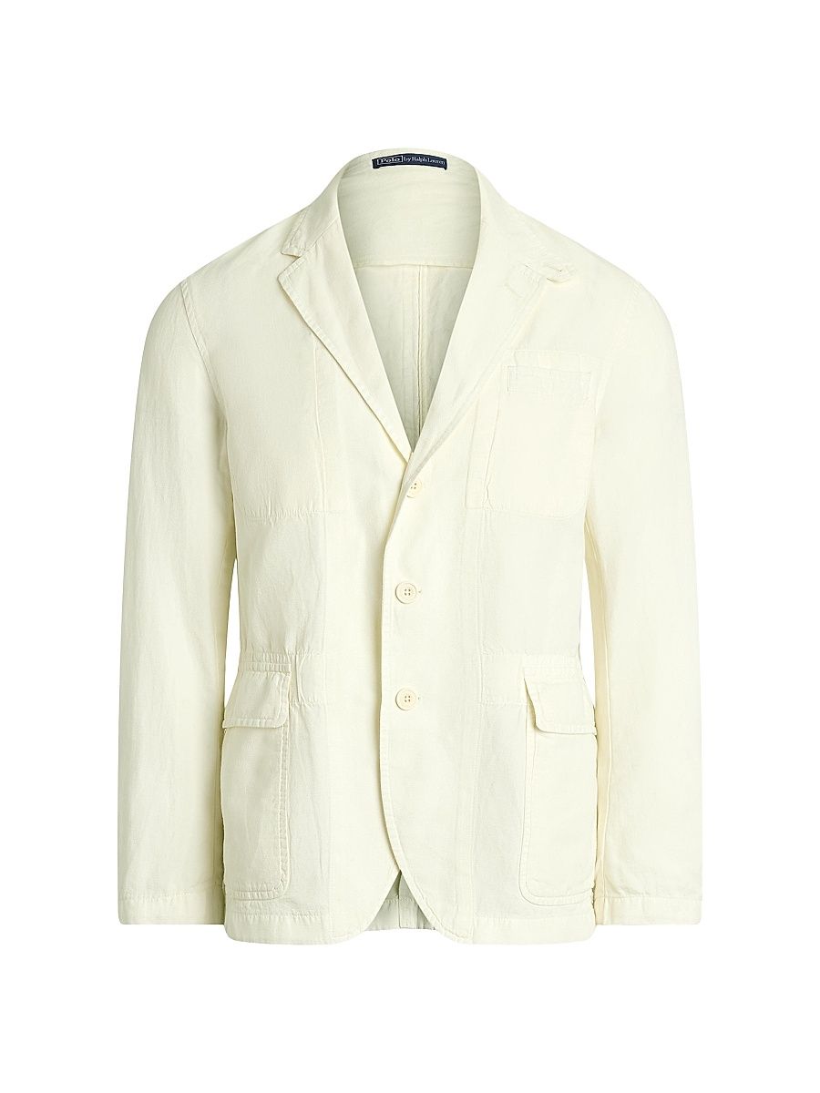 Men's Tailored Slub Cotton-Linen Sportcoat - Deckwash White - Size 42