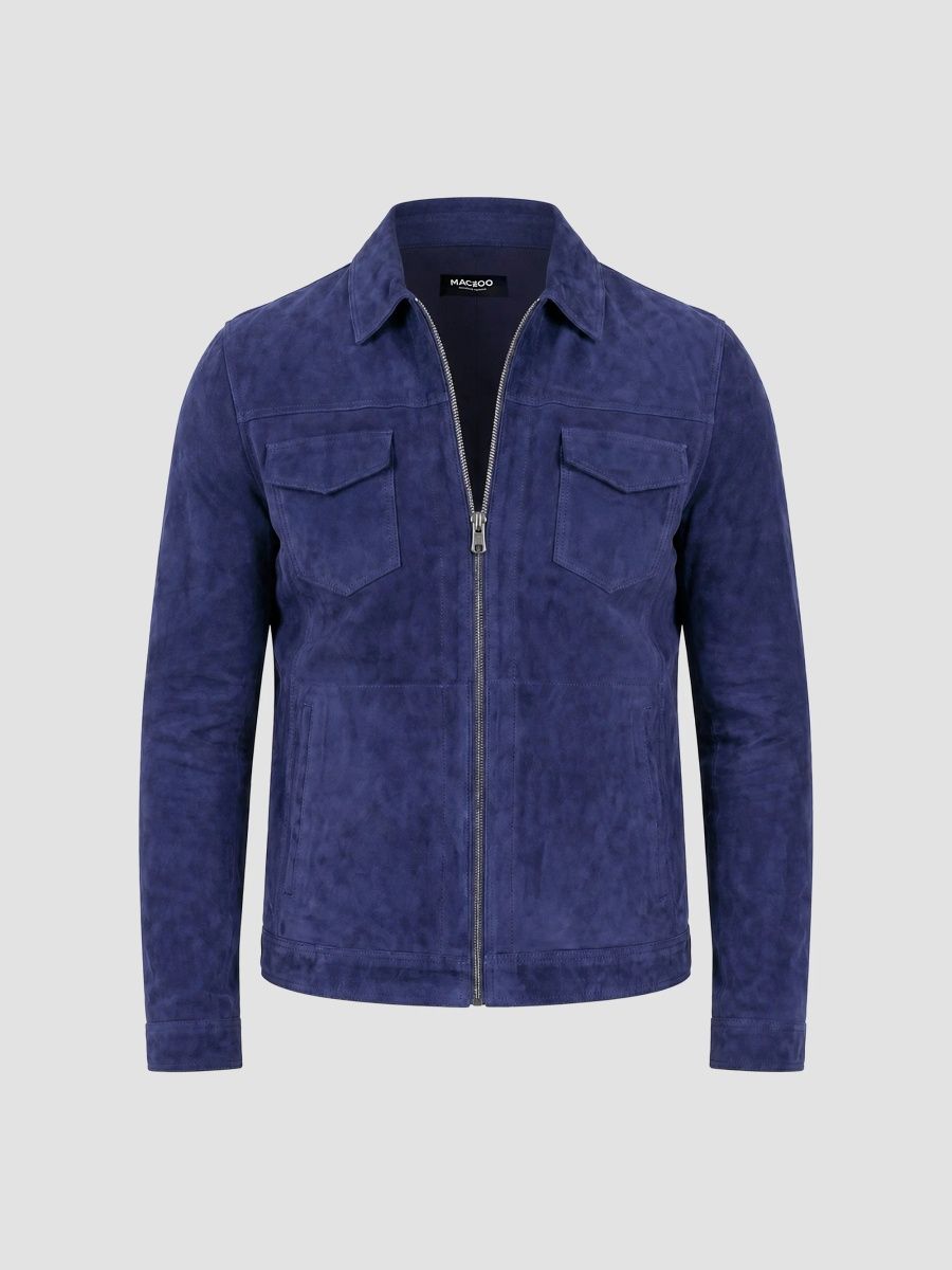 Maceoo Men's Leather Jacket - Blue - Size XXXL