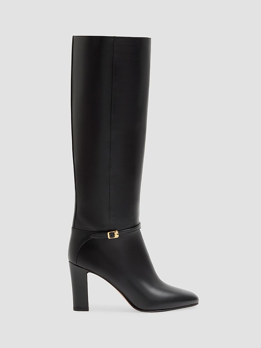 Women's Pattie Calfskin 100MM Boots - Black - Size 11.5