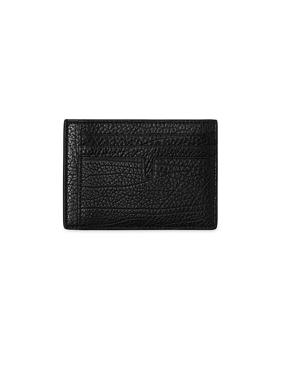 Men's Leather Clip Card Case - Black