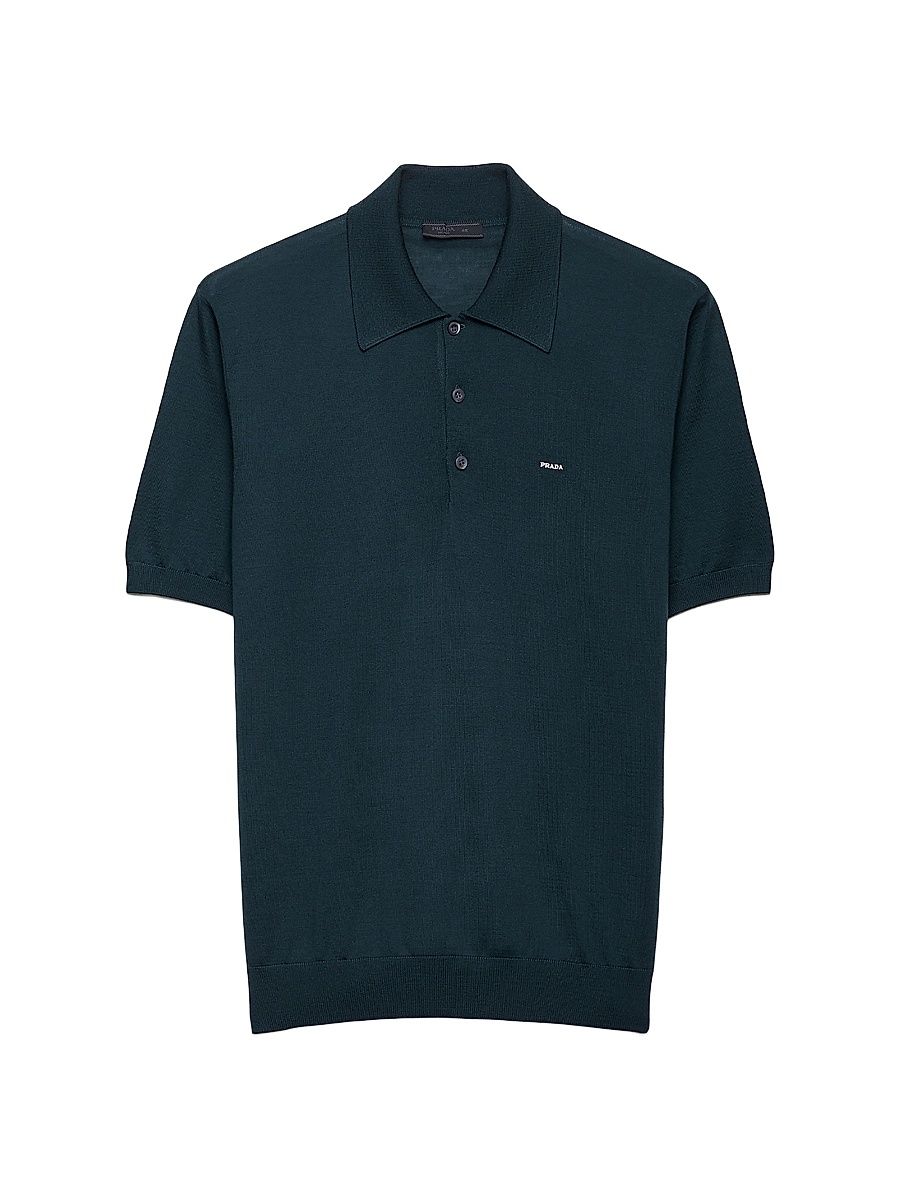 Men's Superfine Wool Polo Shirt - Green - Size 40