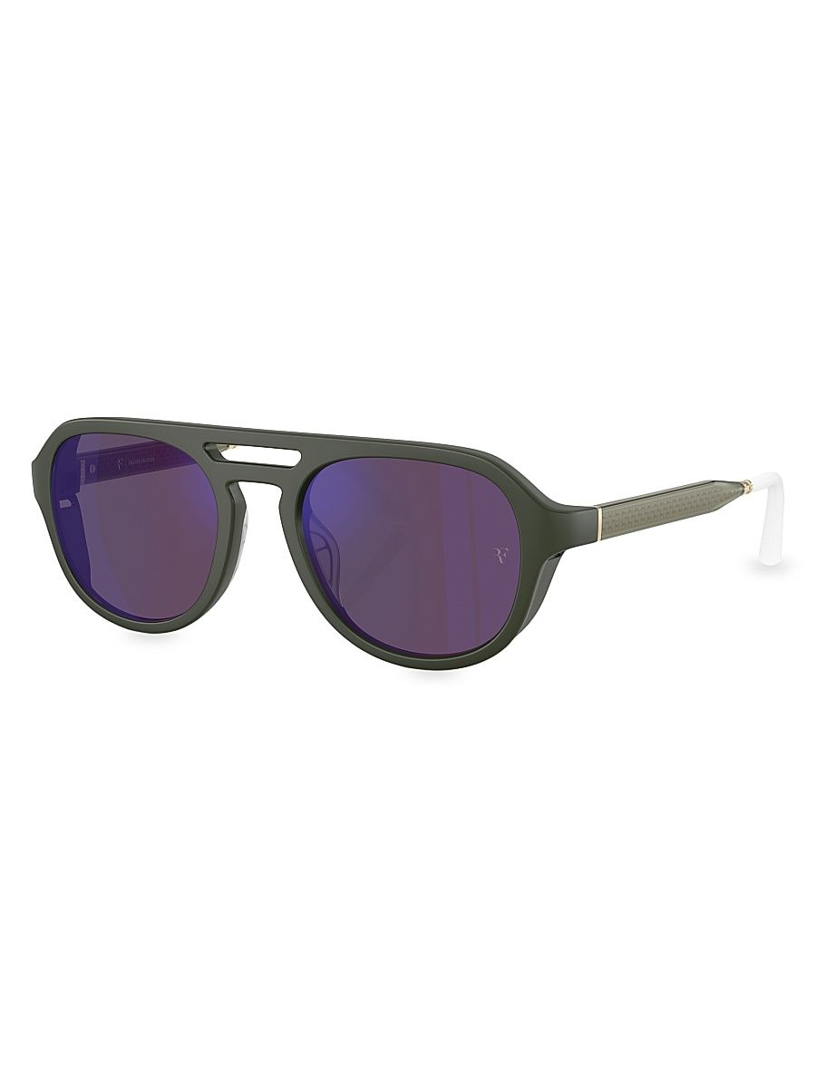 Men's Oliver Peoples X Roger Federer 52MM Aviator Sunglasses - Green Purple