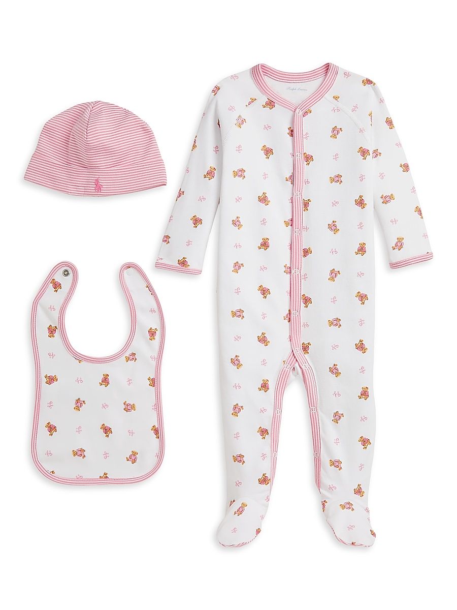 Baby Girl's 3-Piece Gift Box Set - White Pink Multi - Size 6 Months