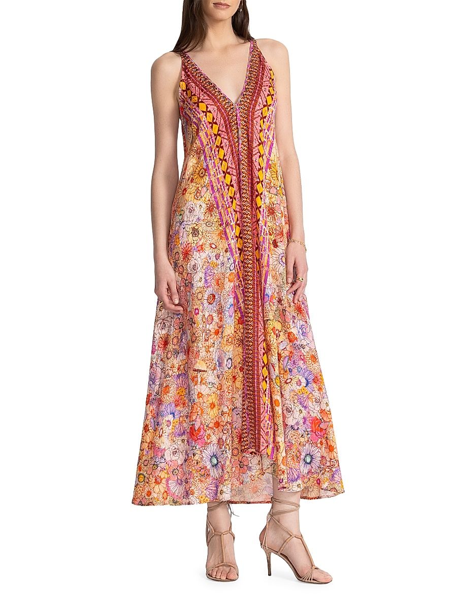 Women's Eva Printed Maxi Dress - Sage Pink Floral - Size Medium
