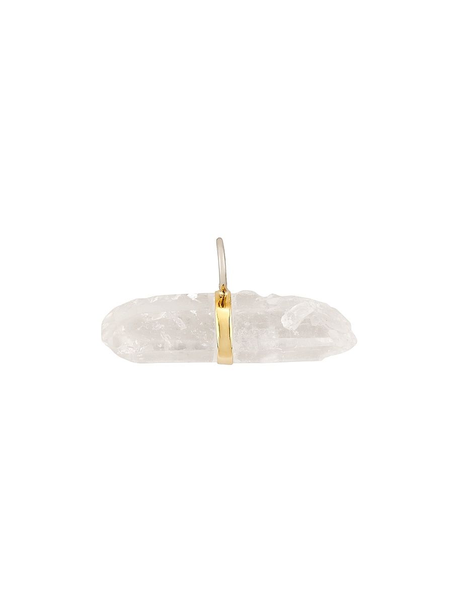Women's Crystalline 14K Yellow Gold & Crystal Quartz Bar Charm - Quartz