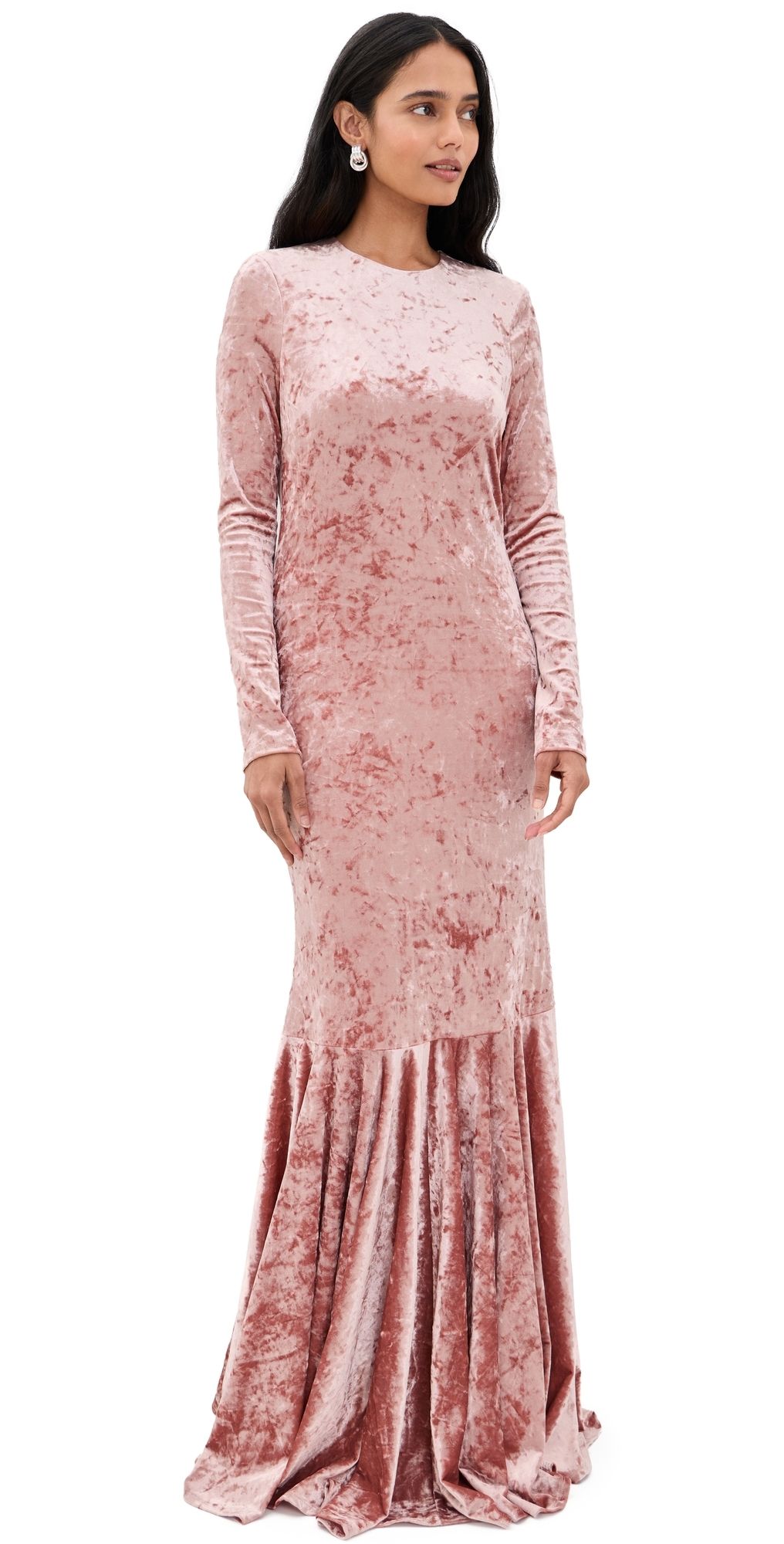 CAROLINE CONSTAS Alexandra Velvet Gown Dusty Rose XL