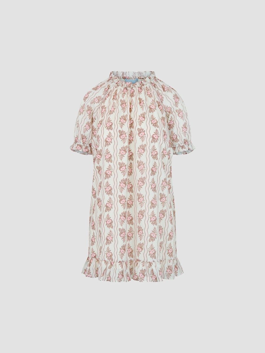 Hill House Home Women's The Katherine Nap Dress - Peony Scallop Stripe Pink - Size Large