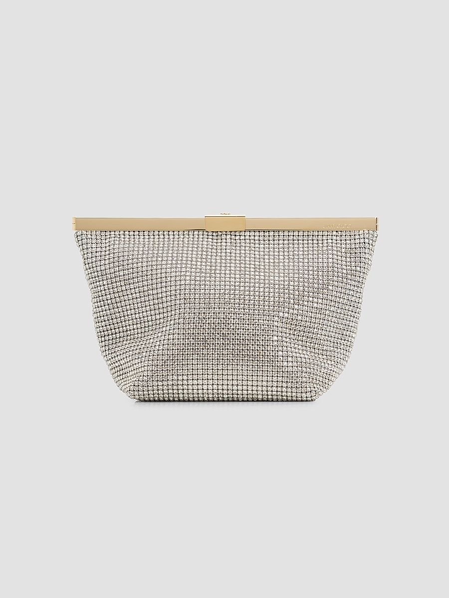 Women's Ganache Crystal Mesh Clutch - Silver Light Gold